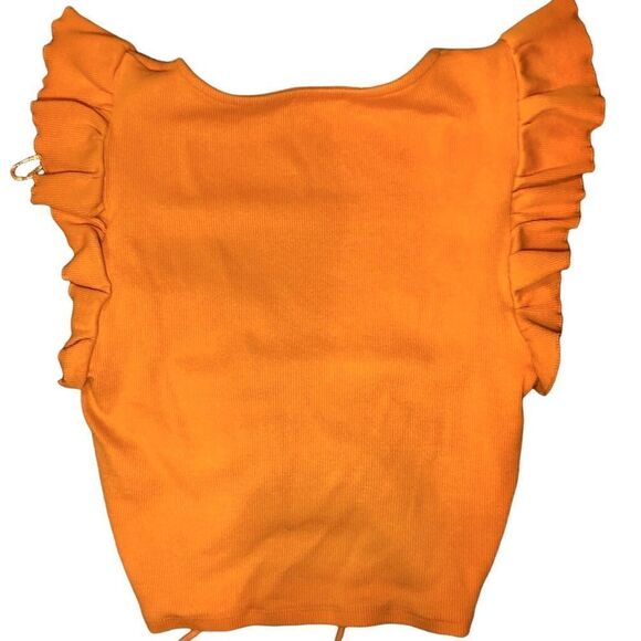 Zara Butterfly Sleeve Knit Cropped Top in Orange Women’s M - Picture 6 of 10